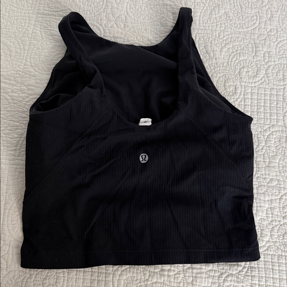 Lulu Black Ribbed Align Tank - Picture 2 of 3